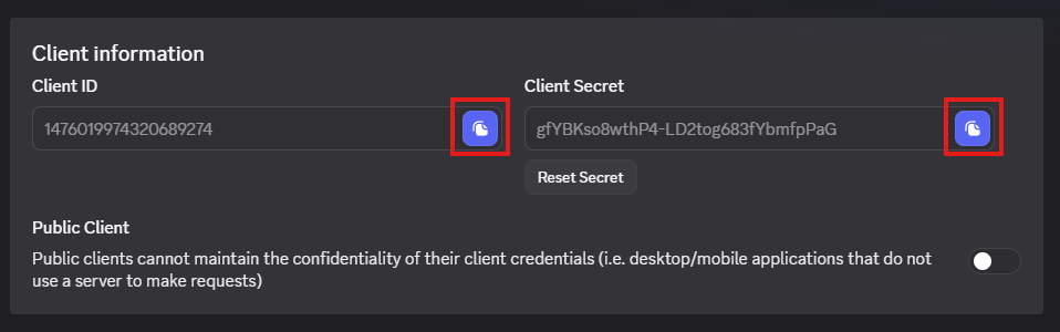 Copy Client ID and Client Secret