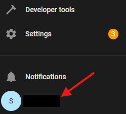 Home Assistant sidebar — click your profile
