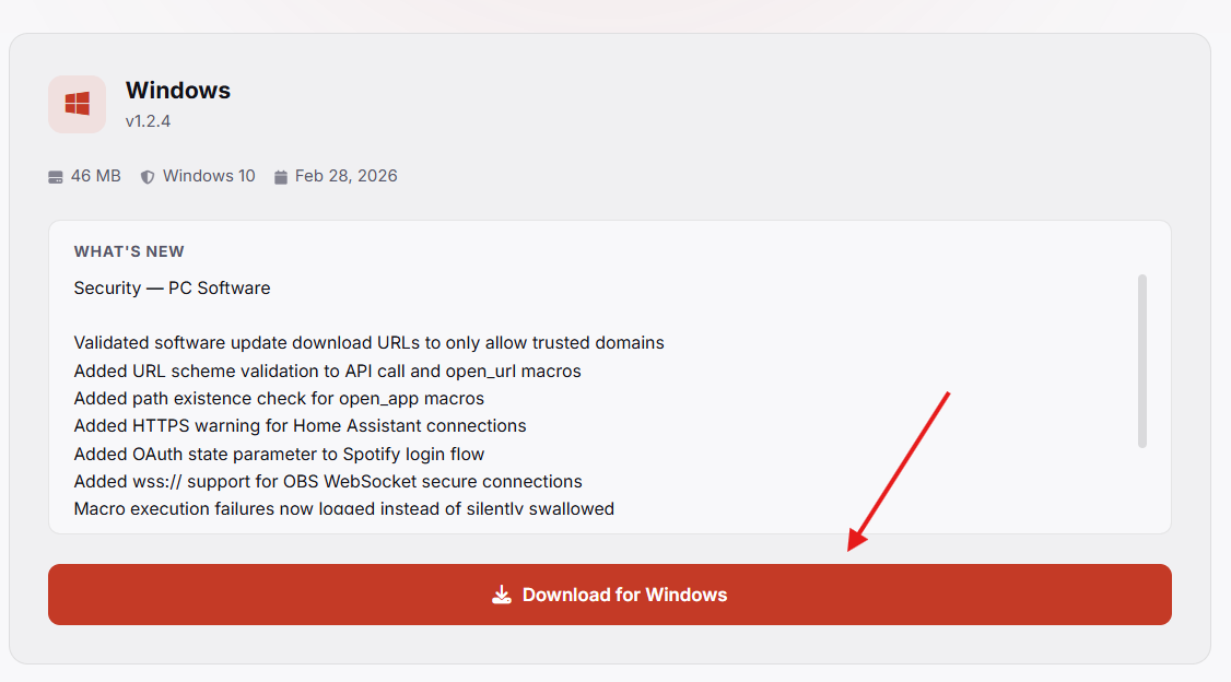 Download page — click Download for Windows