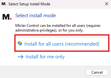 Installer — select install mode