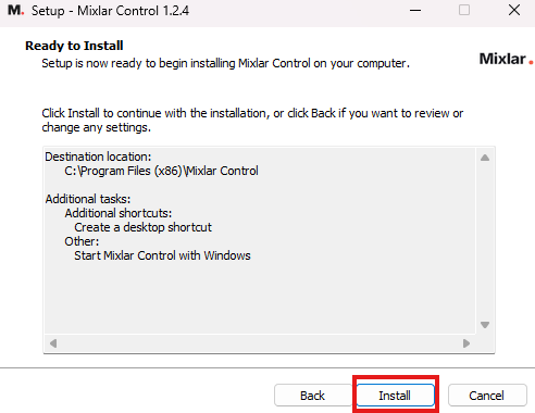 Installer — click Install