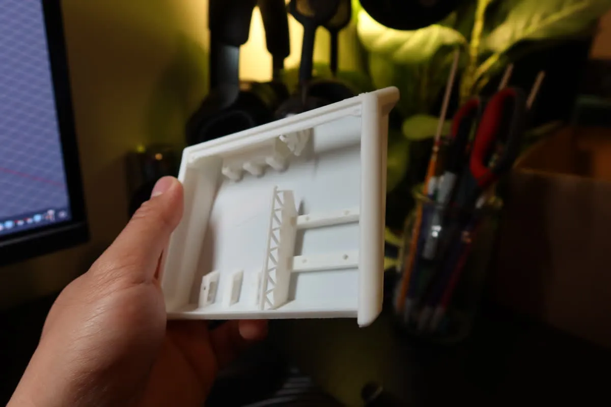 Internal structure — ribs, mounting posts, slider channels