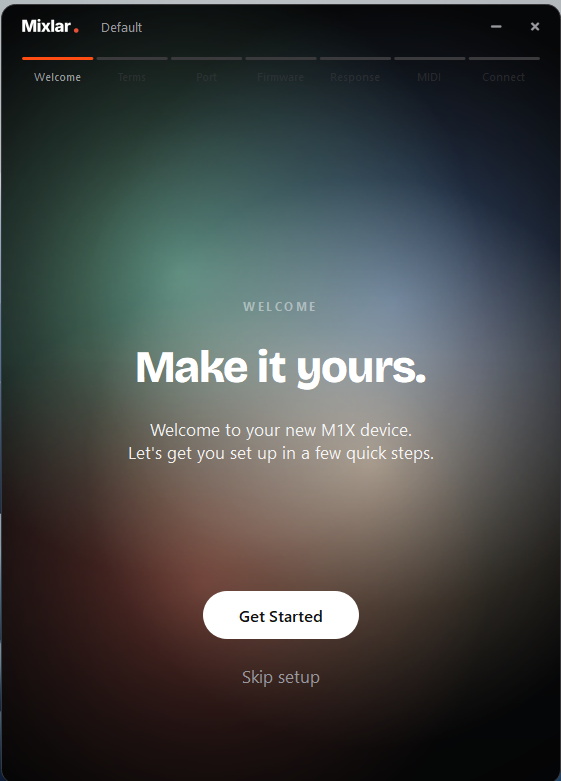 Mixlar One first-run onboarding — Make it yours
