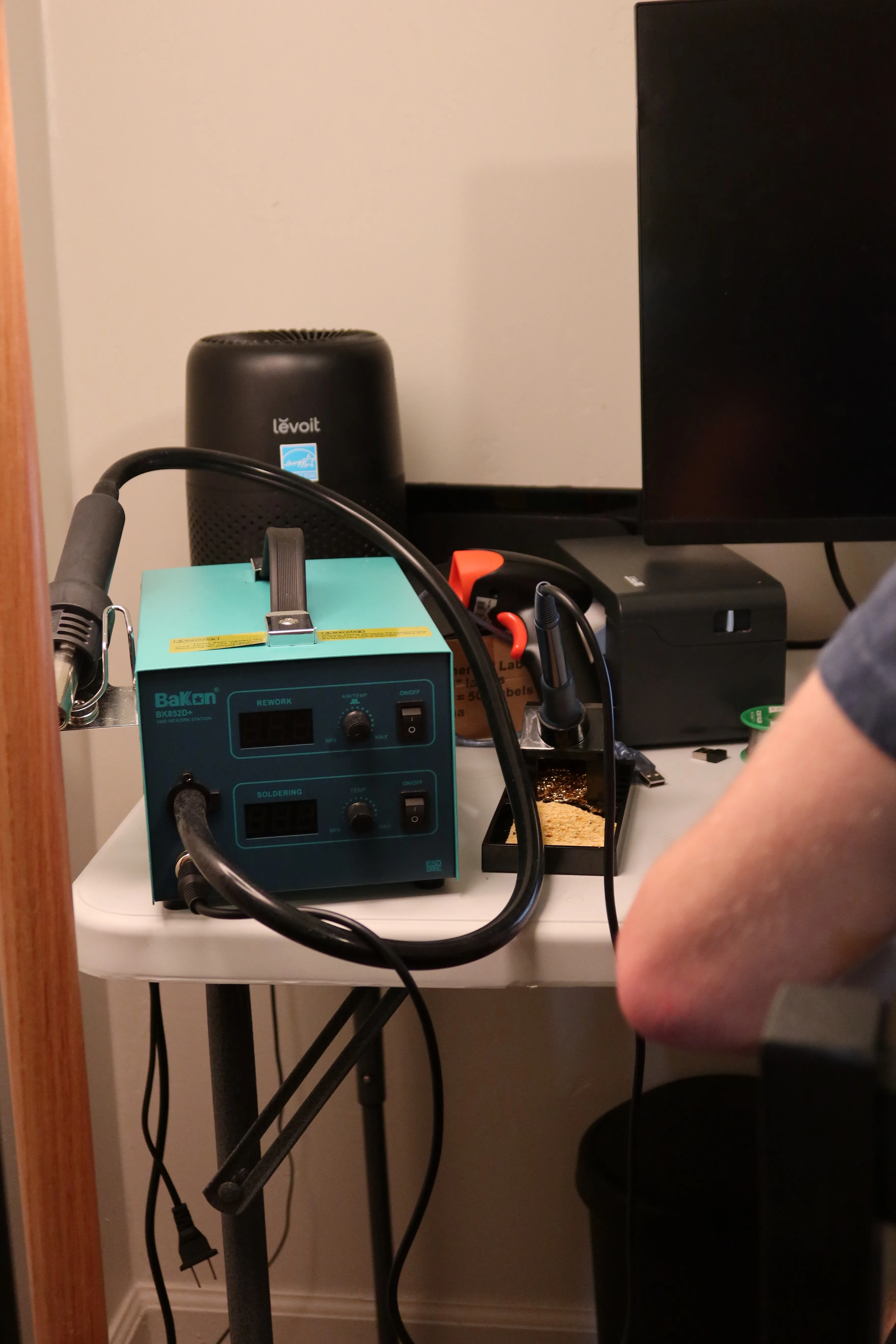 Soldering station on the workbench